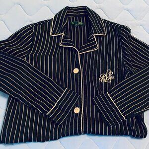 Lauren Ralph Lauren Black Stripe Long Sleeve Sleepshirt Size S